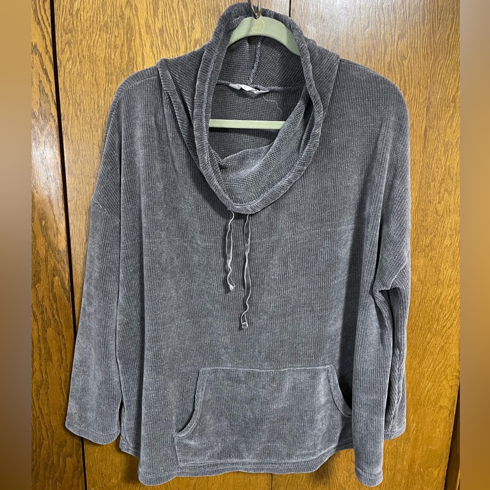 Spring Mercer Funnel Neck Pullover Sweater Grey Gray Sz XL Chenille Sweater
